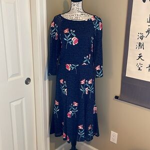 Eliza J Navy lace dress with embroidered flowers, worn once